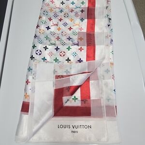 Louis Vuitton Multicolor Monogram Scarf with Red Accents